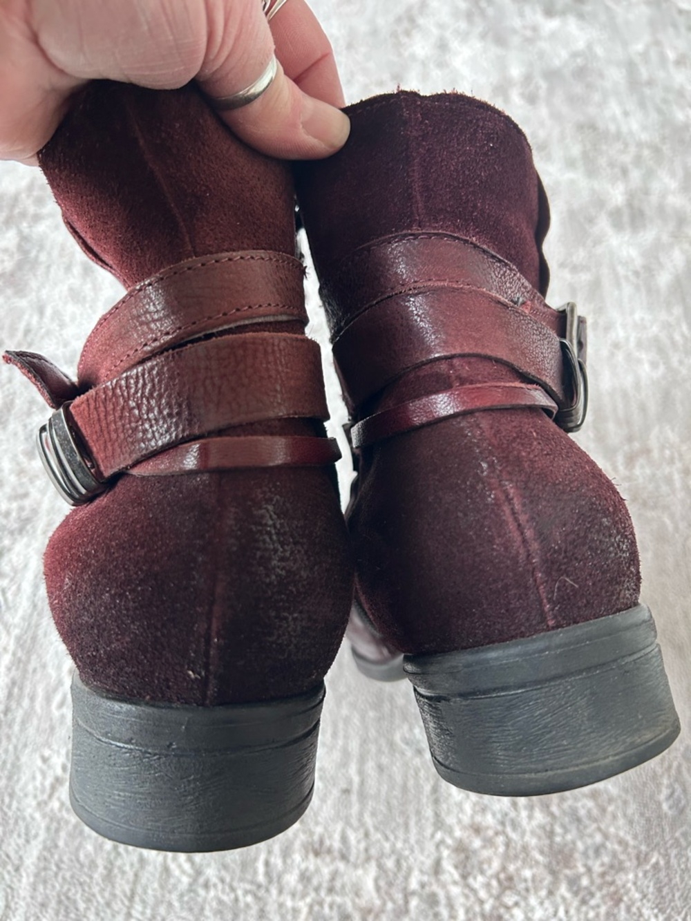 Miz Mooz Leather Ankle Side Zip Boots with Buckle Suzy Merlot 9-9.5W Scarborough - Picture 4 of 9